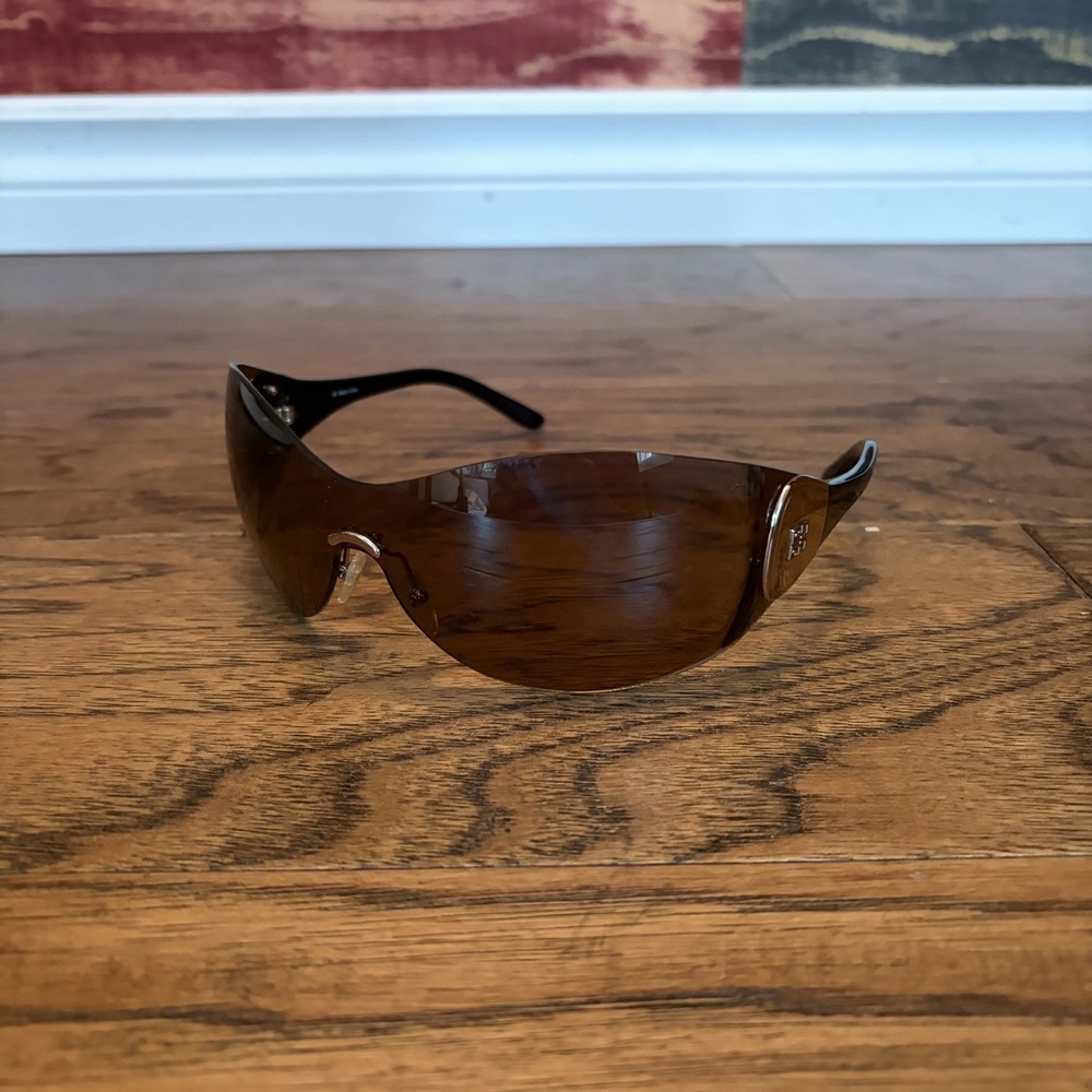 Vintage Givenchy SGV 245 Shield Sunglasses Womens 2000s 90s Brown Italy SGV245